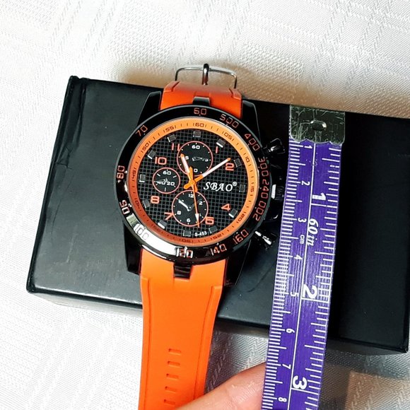 Mens SBAO Watch Analog Wrist Watch Stainless Steel Sport Fashion Orange NIB - Picture 6 of 16